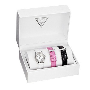 Guess Ladies' Stainless Steel Crystal Strap Watch Set