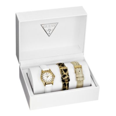 Guess Ladies' Stainless Steel Crystal Strap Watch Set
