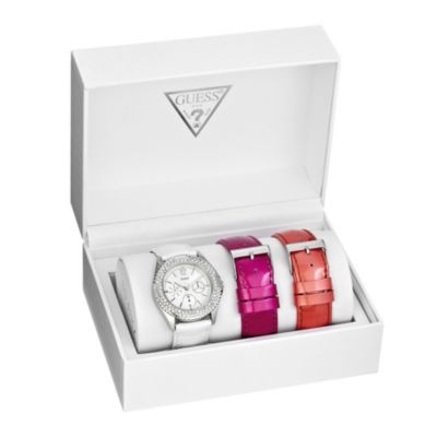 Guess Ladies' Stainless Steel Crystal Strap Watch Set - Product number 1104470