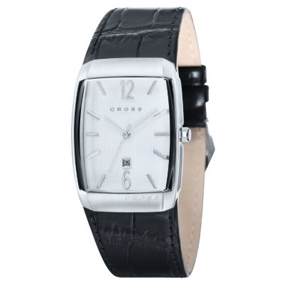 Cross Arial Men's Stainless Steel Black Leather Strap Watch - Product number 1109251