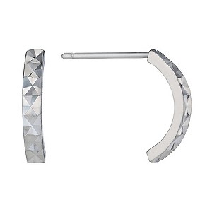 9ct White Gold Curved Diamond Cut Wedding Earrings