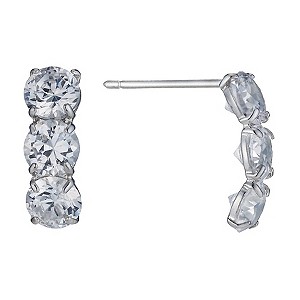 9ct White Gold Trilogy Cubic Ziconia Wedding Earrings
