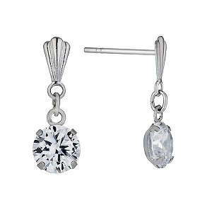 9ct White Gold 5mm Cubic Zirconia Drop Earrings