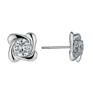 9ct White Gold 5mm Cubic Zirconia Swirl Stud Earrings