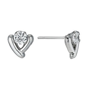 9ct White Gold V-Shaped Cubic Zirconia Stud Earrings