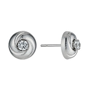 9ct White Gold Cubic Zirconia Circle Swirl Stud Earrings