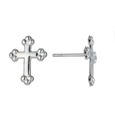 9ct White Gold Cross Stud Earrings - Product number 1109685