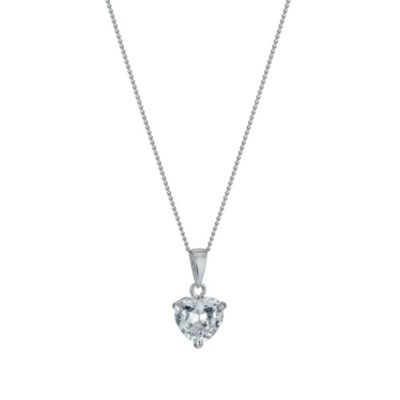 9ct White Gold 18" Cubic Zirconia Heart Pendant - Product number 1109928