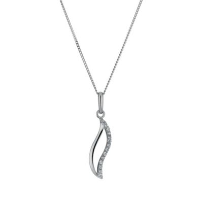 9ct White Gold 18" Cubic Zirconia Swirl Pendant - Product number 1109944