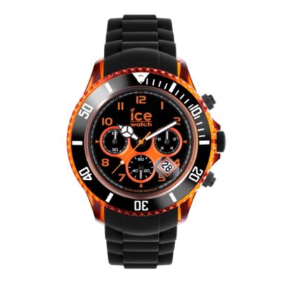 Ice-Watch Men's Big Black & Orange Silicone Strap Watch - Product number 1110594