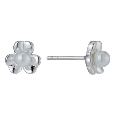Sterling Silver Freshwater Pearl Flower Stud Earrings - Product number 1115197