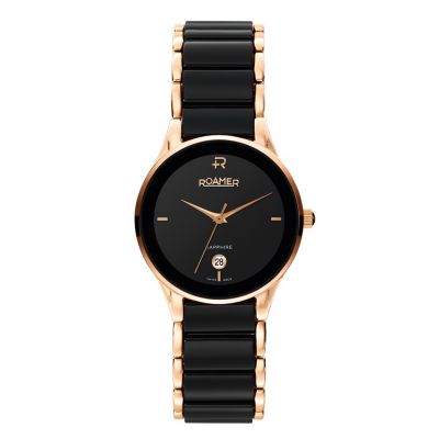 Roamer Ceraline ladies' black & rose gold-plated watch - Product number 1120824