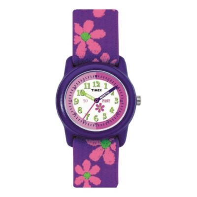 Timex Teacher Girls' Flower Fabric Strap Watch - Product number 1120891
