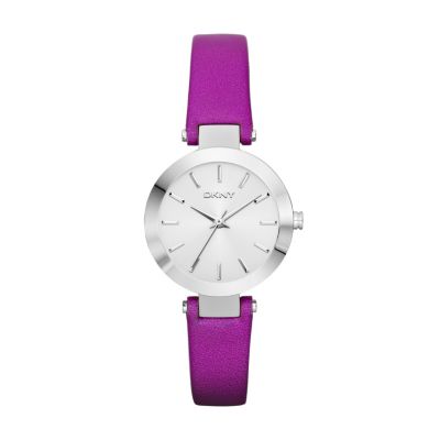 DKNY Ladies' Stainless Steel Pink Leather Strap Watch - Product number 1131249