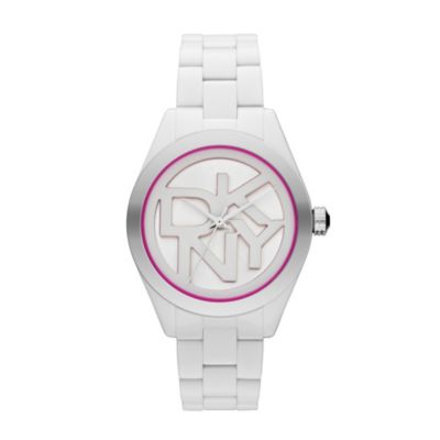 DKNY Ladies' Stainless Steel & White Ceramic Bracelet Watch - Product number 1131273