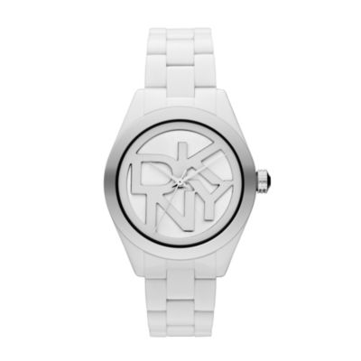 DKNY Ladies' Steel & White Ceramic Black Bracelet Watch - Product number 1131303