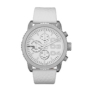 Diesel Ladies' Stainless Steel White Leather Strap Watch