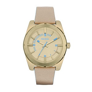 Diesel Ladies' Gold Tone Nude Leather Strap Watch