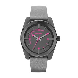 Diesel Ladies' Gunmetal Grey Leather Strap Watch