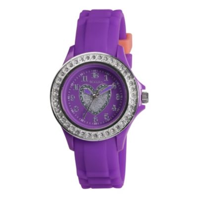 Tikkers Children's Purple Heart Silicone Strap Watch - Product number 1133608