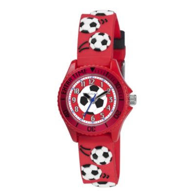 Tikkers Children's Red Football Silicone Strap Watch - Product number 1133624