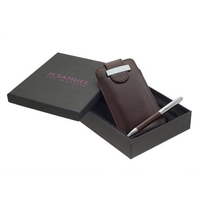 Men's Brown Phone Pouch & Pen Set - Product number 1134973