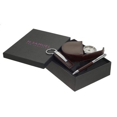 Men's Brown Pen, Keyring & Travel Clock Set - Product number 1135007