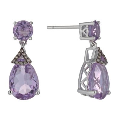 Badgley Mischka champagne diamond & amethyst earrings - Product number 1140272