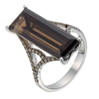 Badgley Mischka champagne diamond & smokey quartz ring - Product number 1140485