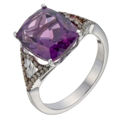 Badgley Mischka silver champagne diamond & amethyst ring - Product number 1140825