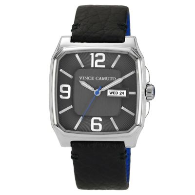 Vince Camuto Men's Square Stainless Steel Black Strap Watch - Product number 1152742