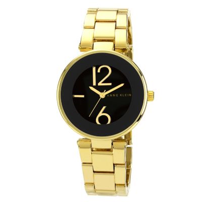 Anne Klein Ladies' Black Dial Gold Tone Bracelet Watch - Product number 1154060