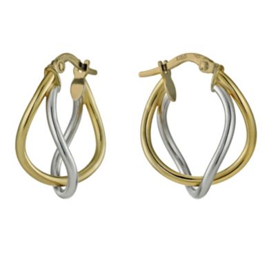 9ct yellow & white gold round double creole hoop earrings - Product number 1166921
