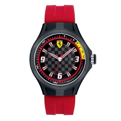 Ferrari Scuderia Men's Black Steel Red Silicone Strap Watch - Product number 1171348