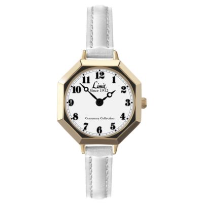 Limit Ladies' Gold-Plated White Leather Strap Watch - Product number 1210300