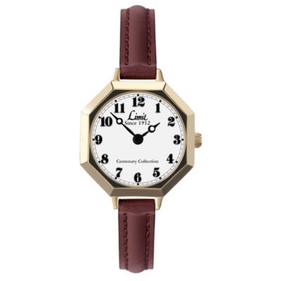Limit Ladies' Gold-Plated Brown Leather Strap Watch - Product number 1210319