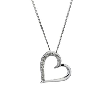 9ct white gold diamond heart pendant - Product number 1212419