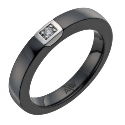 Amanda Wakeley sterling silver & black ceramic diamond ring - Product number 1214144