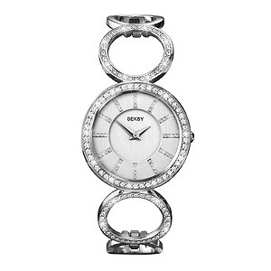 Sekonda Seksy Ladies' Silver Dial Stone Set Bracelet Watch