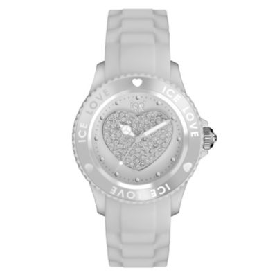 Ice-Watch Ladies' Stone Set Heart White Silicone Strap Watch - Product number 1220667