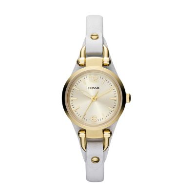 Fossil Ladies' Mini Georgia Gold Tone White Strap Watch - Product number 1233556