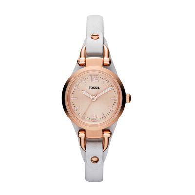 Fossil Mini Georgia Ladies' Rose Gold Tone White Strap Watch - Product number 1233564