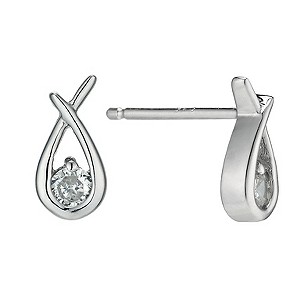 Silver Rhodium-Plated Cubic Zirconia Love Knot Stud Earrings