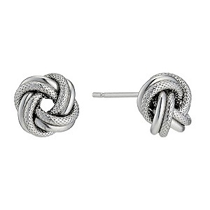 Silver Rhodium-Plated Knot Stud Earrings