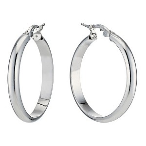 Silver Rhodium-Plated Round Creole Hoop Earrings
