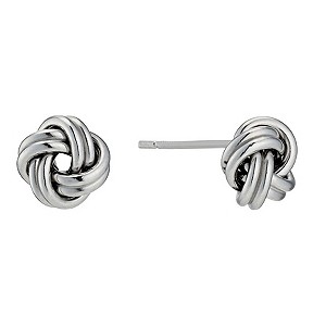 Silver Rhodium-Plated Knot Stud Earrings