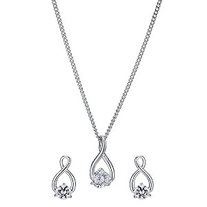 Silver Rhodium-Plated Cubic Zirconia Infinity Set