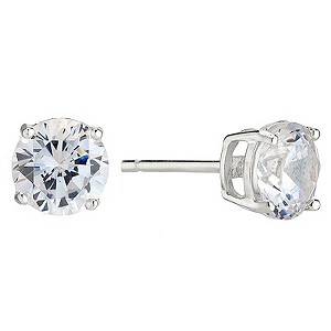Silver Rhodium-Plated 7mm Cubic Zirconia Stud Earrings