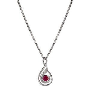 Sterling Silver Ruby & Diamond Swirl Pendant