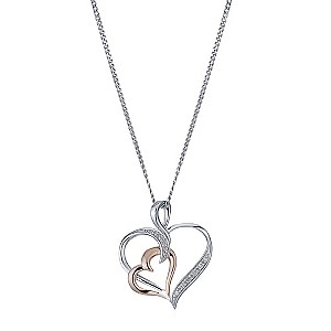 Silver & Rose Gold Diamond Heart PendantSilver & Rose Gold Diamond Heart Pendant